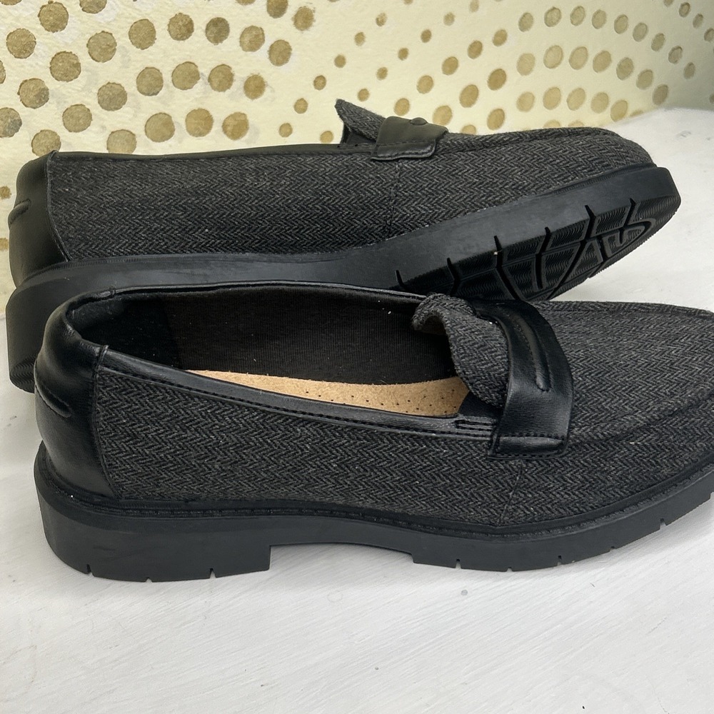 CLARKS Westlyn Bay Tweed Loafers Women's Size 9.5 W-Black-New! - Picture 2 of 7